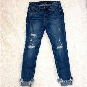 Like New! Judy Blue Distressed Cuff Skinny Jeans
